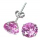 Solid Sterling Silver 8mm Brilliant Pink CZ Earring